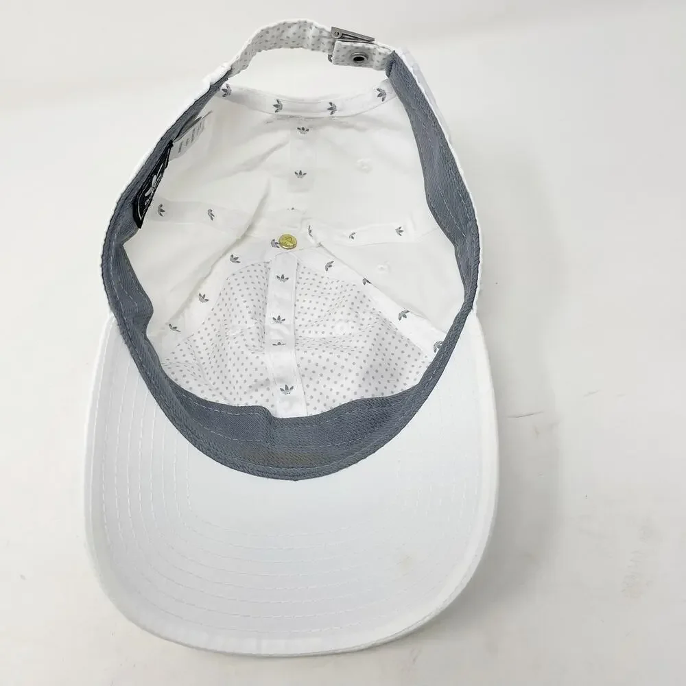 Adidas Womens White Black Relaxed Strap Back Hat Embroidered Logo Cap Adjustable